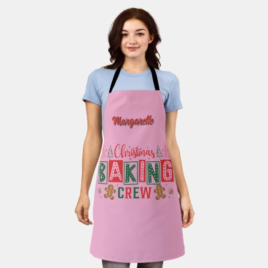 Gingerbread Christmas Baking Crew gepersonaliseerd Schort (Gedragen)