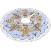 Gingerbread Christmas Blue Treeskirt Kerstboom Rok (Gekanteld)