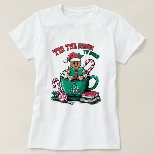 Gingerbread Christmas Book Lover T-shirt (Design voorkant)