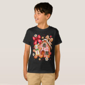 Gingerbread Christmas Bow Christmas House Retro Co T-shirt (Voorkant volledig)