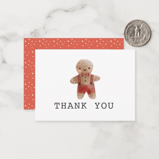Gingerbread Christmas Boy Baby shower Bedankt Notitiekaartje (Voorkant / Achterkant in situ)