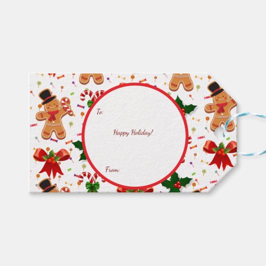 Gingerbread Christmas Candy Ribbon Cadeaulabel (Voorkant (Horizontaal))