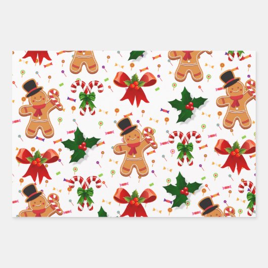 Gingerbread Christmas Candy Ribbon Inpakpapier Vel (Voorkant)