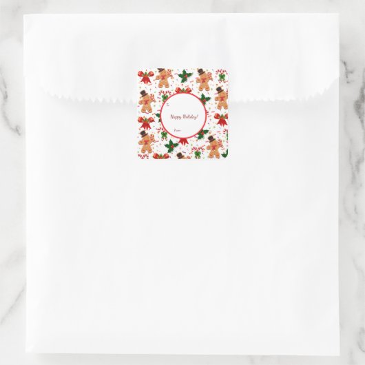 Gingerbread Christmas Candy Ribbon Vierkante Sticker (Tas)