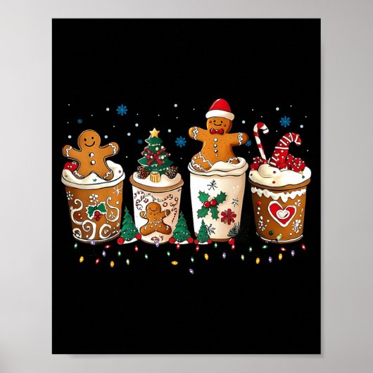 Gingerbread Christmas Coffee Cute Sweet Winter Hol Poster (Voorkant)