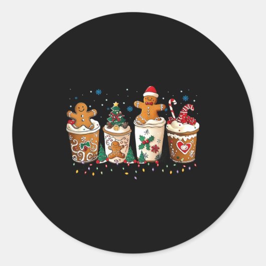 Gingerbread Christmas Coffee Cute Sweet Winter Hol Ronde Sticker (Voorkant)