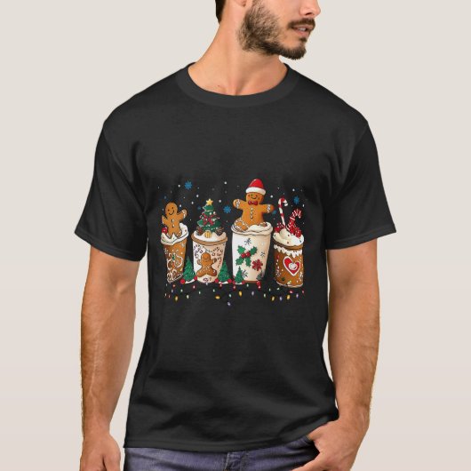 Gingerbread Christmas Coffee Cute Sweet Winter Hol T-shirt (Voorkant)