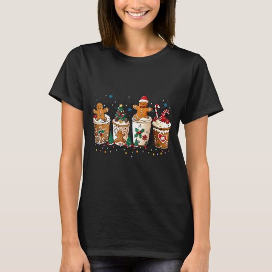 Gingerbread Christmas Coffee Cute Sweet Winter Hol T-shirt (Voorkant)