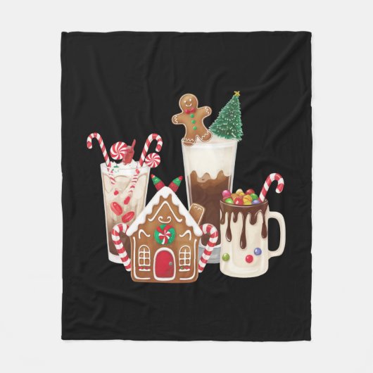 Gingerbread Christmas Coffee Lover Gift Kerstmis Fleece Deken (Voorkant)