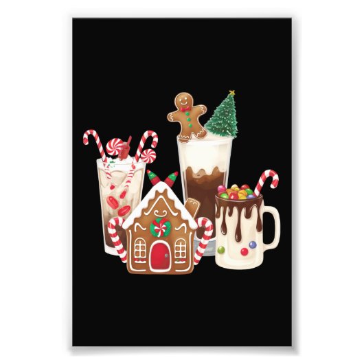 Gingerbread Christmas Coffee Lover Gift Kerstmis Foto Afdruk (Voorkant)