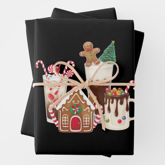 Gingerbread Christmas Coffee Lover Gift Kerstmis Inpakpapier Vel (In situ)