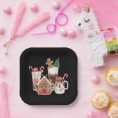 Gingerbread Christmas Coffee Lover Gift Kerstmis Papieren Bordje (Feest)