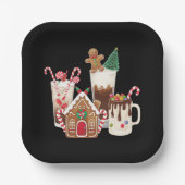 Gingerbread Christmas Coffee Lover Gift Kerstmis Papieren Bordje (Voorkant)