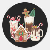 Gingerbread Christmas Coffee Lover Gift Kerstmis Ronde Sticker (Voorkant)