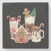 Gingerbread Christmas Coffee Lover Gift Kerstmis Stenen Onderzetter (Voorkant)