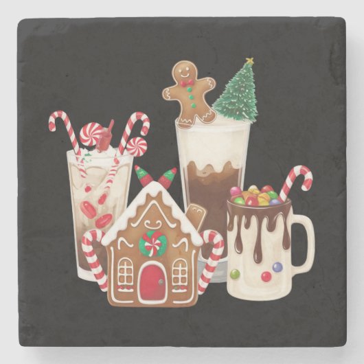 Gingerbread Christmas Coffee Lover Gift Kerstmis Stenen Onderzetter (Voorkant)