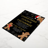 Gingerbread Christmas Cookie Exchange Gold Black Folie Feestdagenkaart (Gedraaid)
