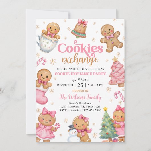 Gingerbread Christmas Cookie Exchange Party Kaart (Voorkant)