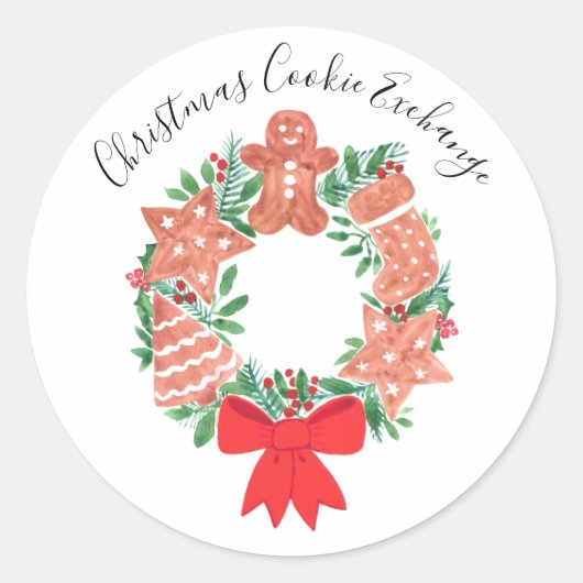Gingerbread Christmas Cookie Exchange Ronde Sticker (Voorkant)