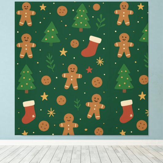 Gingerbread Christmas Fun Canvas Afdruk (Insitu (Houten vloer))