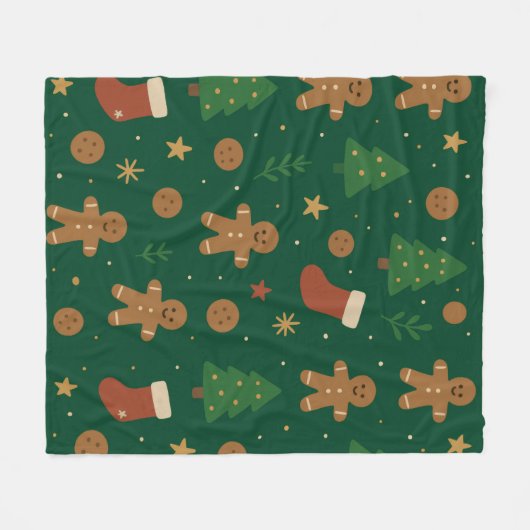 Gingerbread Christmas Fun Fleece Deken (Voorkant (Horizontaal))