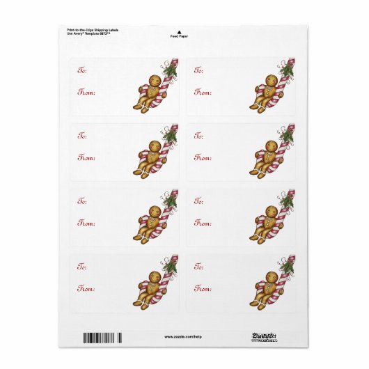 Gingerbread Christmas Gift Label Label (Full Sheet)