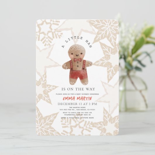 Gingerbread Christmas Holiday Boy Baby shower Kaart (Staand voorkant)