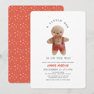 Gingerbread Christmas Holiday Boy Baby shower Kaart