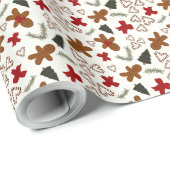 Gingerbread Christmas Holiday Candy Cane Gift Wrap Cadeaupapier (Rol Hoek)