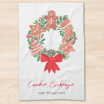 Gingerbread Christmas Holiday Cookie Exchange Theedoek<br><div class="desc">Bent u van plan een Cookie Exchange uit te voeren? Deze schattige keukenhanddoek is versierd met een waterverf feestelijke koekkrans en moderne scripttypografie. Gemakkelijk aan te passen. Er zijn passende uitnodigingen en feestbenodigdheden in dit collectie. Originele Waterverf © Michele Davies.</div>