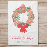 Gingerbread Christmas Holiday Cookie Exchange Theedoek<br><div class="desc">Bent u van plan een Cookie Exchange uit te voeren? Deze schattige keukenhanddoek is versierd met een waterverf feestelijke koekkrans en moderne scripttypografie. Gemakkelijk aan te passen. Er zijn passende uitnodigingen en feestbenodigdheden in dit collectie. Originele Waterverf © Michele Davies.</div>