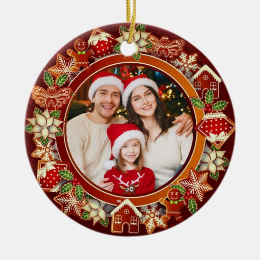 & Gingerbread Christmas I Custom Holiday Keepsake Keramisch Ornament (Voorkant)
