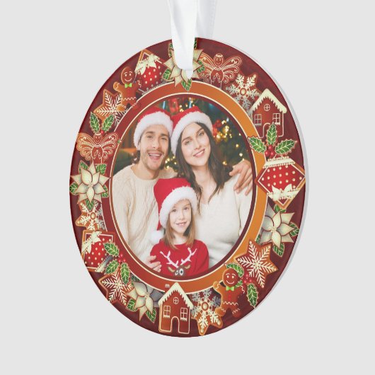& Gingerbread Christmas I Custom Holiday Keepsake  Ornament (voorkant)