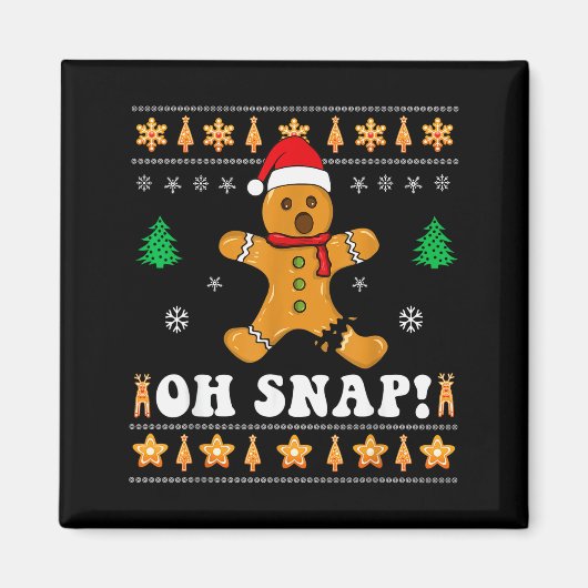 Gingerbread Christmas Oh Snap! Xmas Baking Baker H Magneet (Voorkant)