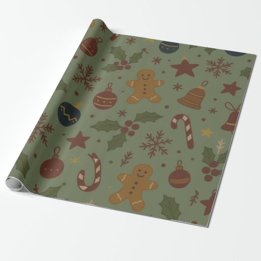 Gingerbread Christmas Paper Cadeaupapier (Uitgerold)