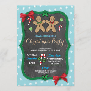 Gingerbread Christmas Party Cookie Exchange Kaart