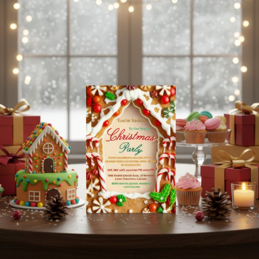Gingerbread Christmas Party Invitation Folie Uitnodiging
