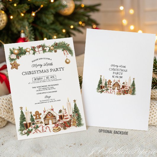 Gingerbread Christmas Party Invitation Kaart