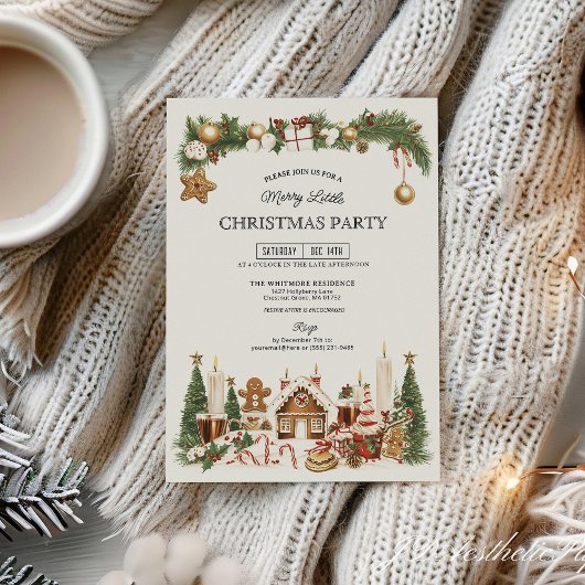 Gingerbread Christmas Party Invitation Kaart