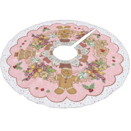 Gingerbread Christmas Pink Treeskirt Kerstboom Rok