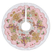 Gingerbread Christmas Pink Treeskirt Kerstboom Rok (Voorkant)
