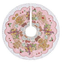 Gingerbread Christmas Pink Treeskirt Kerstboom Rok