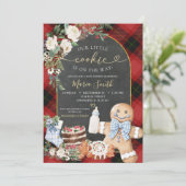 Gingerbread Christmas Plaid Cookie Baby shower Kaart (Staand voorkant)