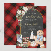 Gingerbread Christmas Plaid Cookie Baby shower Kaart (Voorkant / Achterkant)