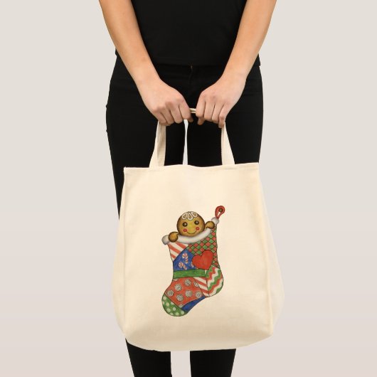 Gingerbread Christmas Stocking Bag Tote Bag (Voorkant (product))