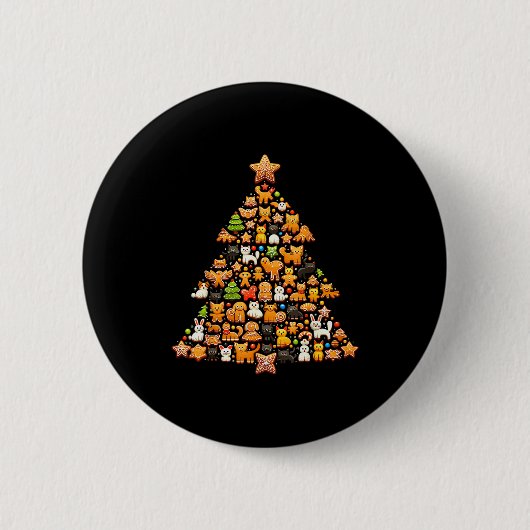 Gingerbread Christmas Tree Funny Gingerbread Anima Ronde Button 5,7 Cm (Voorkant)