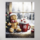 Gingerbread Christmas Wall Art, Cozy Coffee Lover  Poster (Voorkant)