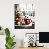 Gingerbread Christmas Wall Art, Cozy Coffee Lover  Poster (Thuiskantoor)