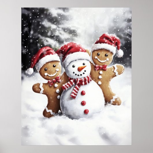 Gingerbread Christmas Wall Art Poster (Voorkant)