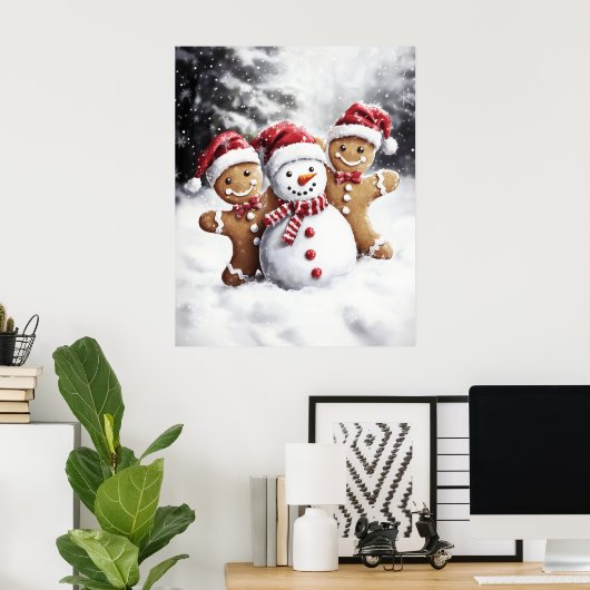 Gingerbread Christmas Wall Art Poster (Thuiskantoor)